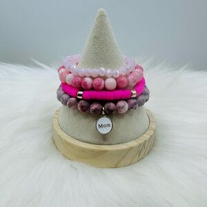 Pink theme Mom Arm Candy Beaded Bracelet